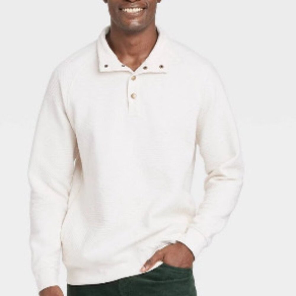 830 MENS IVORY XXL QUILTED SWEATSHIRT BY GOODFELLOW